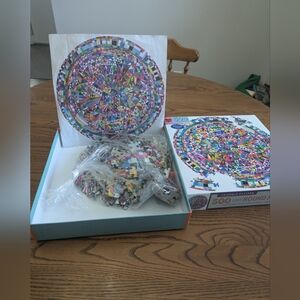 Eeboo Round Jigsaw Puzzle 500 pieces. Triangle Pattern. Challenging. 23 Inch